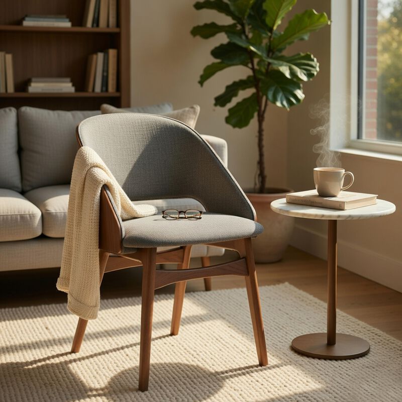 Dio Dining Side Chair Set of 2, Open Cut Curved Back, Walnut Brown image number 1