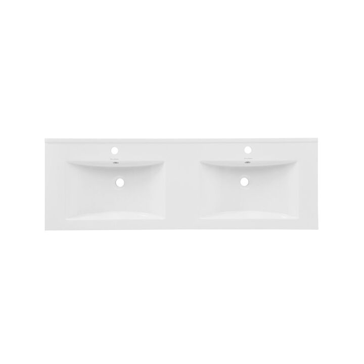 48" Double Basin Vanity Sink Top in Matte Black