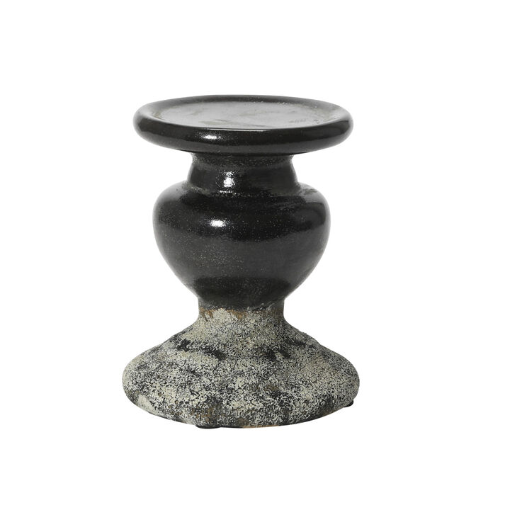 2-Tone Sculptural Terracotta Pillar Candle Holder