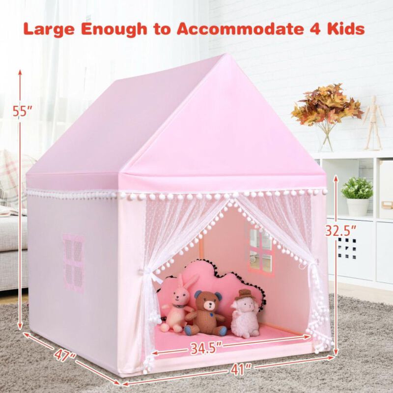 Hivvago Kids Play Tent Large Playhouse Children Play Castle Fairy Tent Gift with Mat