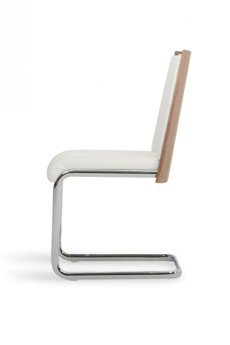 Set of 2 Modern Faux Leather Dining Chairs with Walnut Finish, Stylish Side Chairs