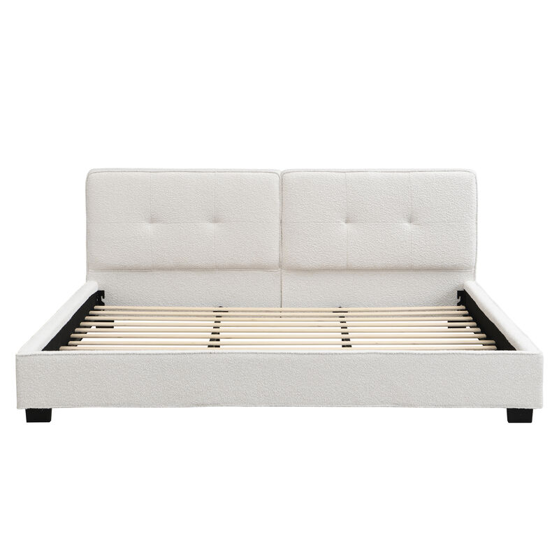Merax Modern Platform Bed with Plush Velvet Upholstery & Tufted Headboard