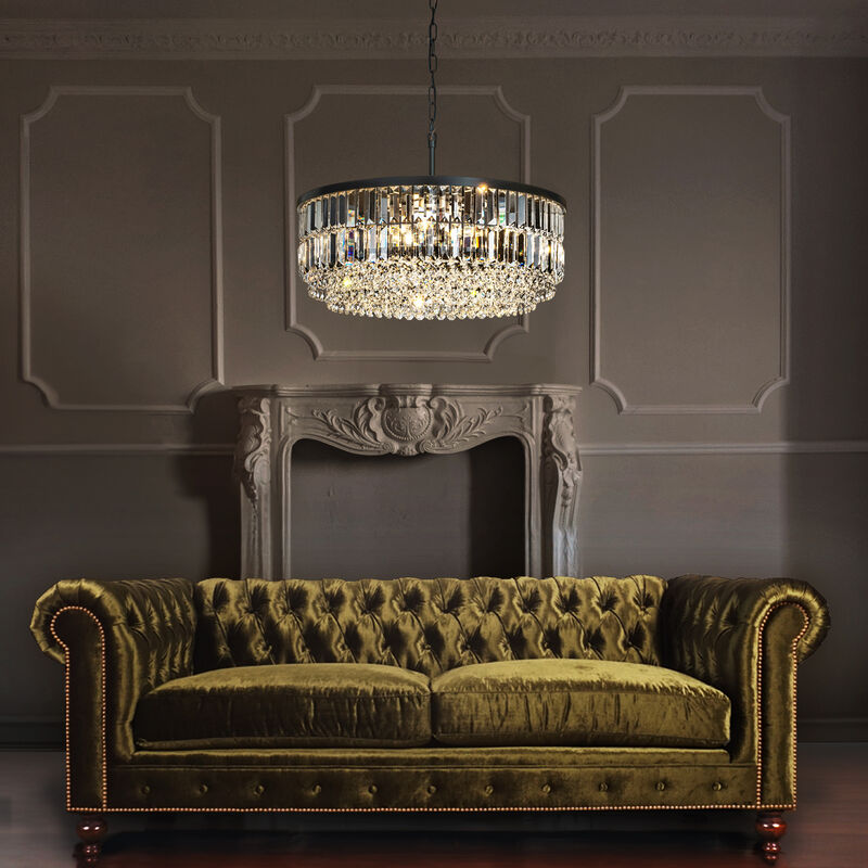5 Lights 24" Traditional Matte Black Chandelier With Clear Crystal Accents image number 2