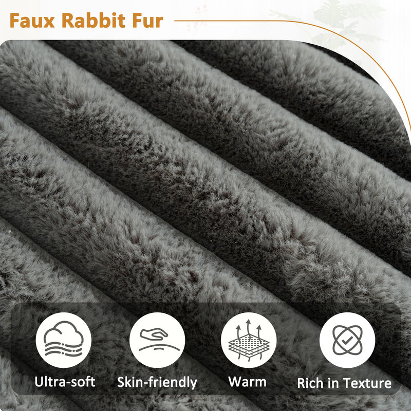 Modular Sectional Sofa with Ultra-Soft Faux Fur and Two Throw Pillows