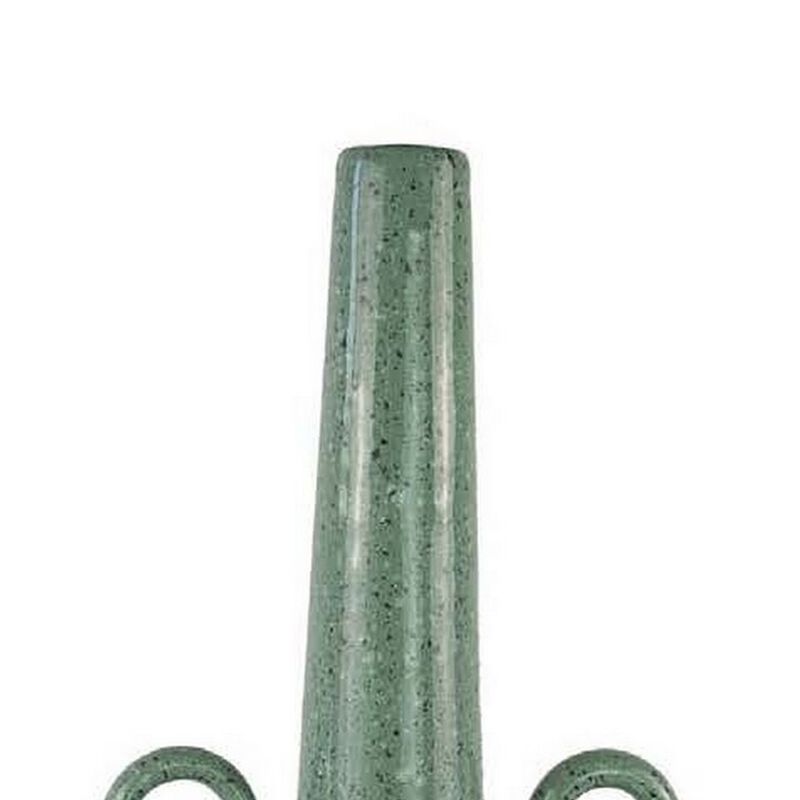 Kary Flower Vase, Unique 3D Look, Narrow 23 Inch Sage Green Ceramic - Benzara