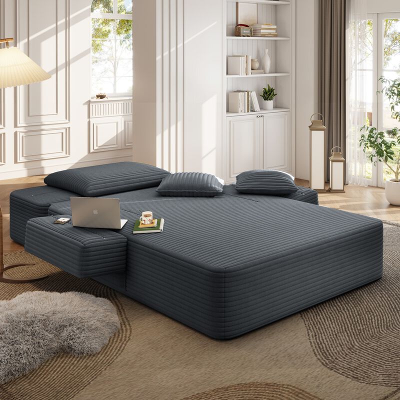 Pliho Luxury Corduroy Convertible Sofa Bed image number 6