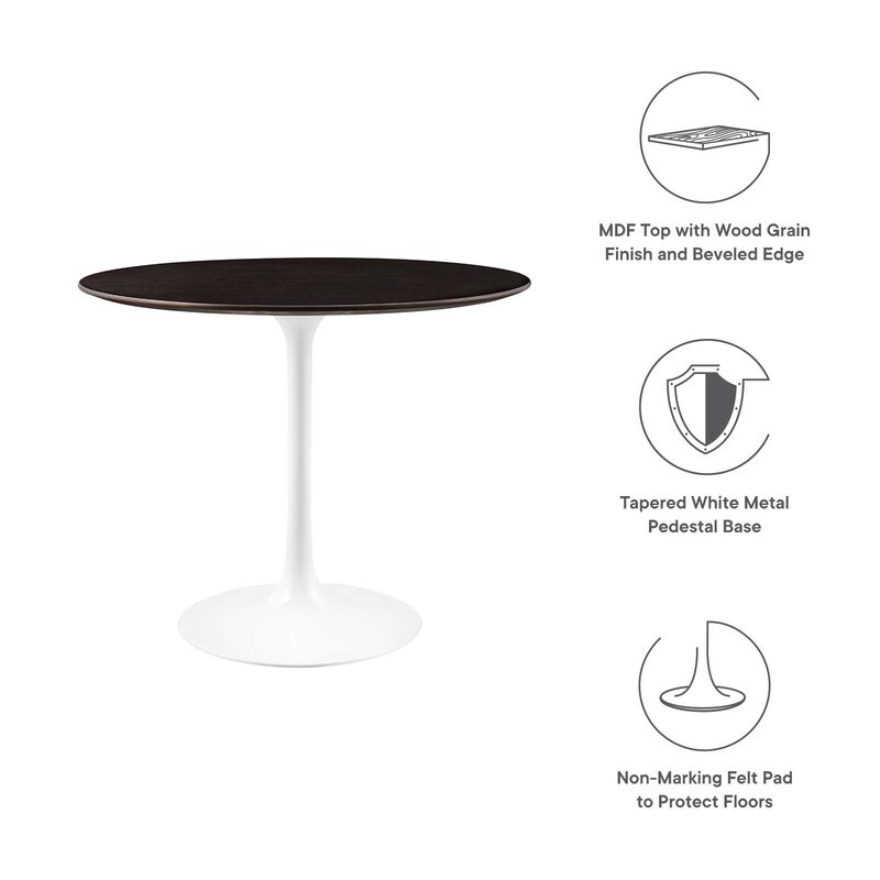 Modway - Lippa 36" Round Wood Grain Dining Table White Cherry Walnut image number 5