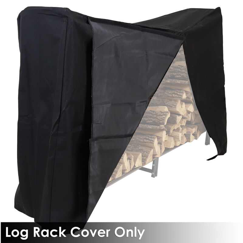 Sunnydaze 4 ft Heavy-Duty Polyester Firewood Log Rack Cover - Black