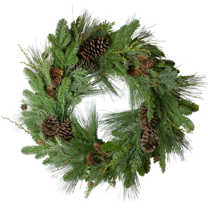 Pine Cone and Cedar Artificial Christmas Wreath - 32-Inch  Unlit
