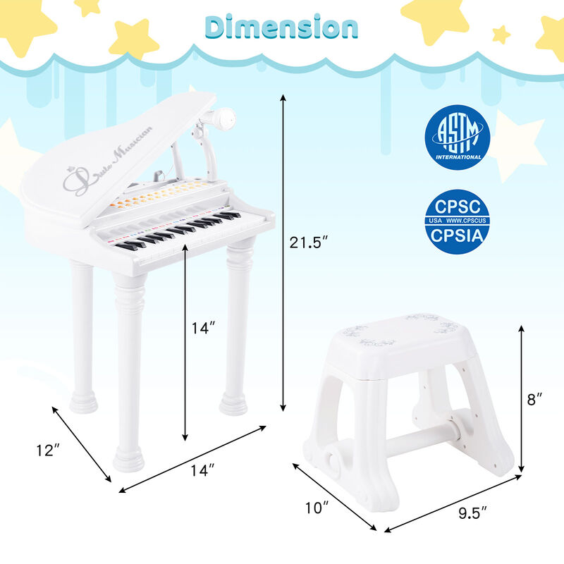 31-Key Mini Piano with Bench and Lid for Kids &ndash; Elegant Musical Instrument Toy (Age 3+)