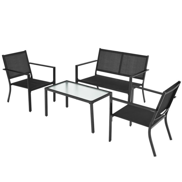 Hivvago 4 Pieces Patio Furniture Set Sofa Coffee Table Steel Frame Garden