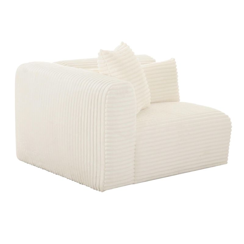 Casafoyer Tarra Fluffy Oversized Cream Corduroy Modular LAF Corner Chair image number 0