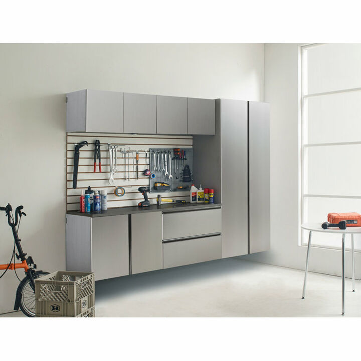 FC Design Garage TECH Series 96 in. W x 72 in. H x 20 in. D Metallic Grey Garage Cabinet Set B (6-Piece)