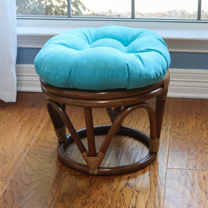 Rattan Ottoman with Micro Suede Cushion