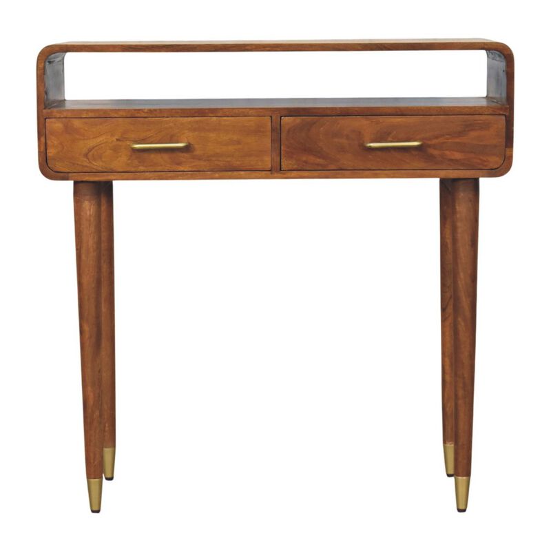 Artisan Furniture Solid Wood Valenza Curved Console Table, Brown image number 0