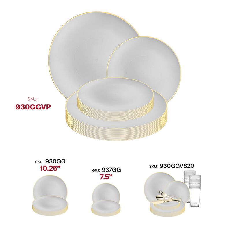 Gray with Gold Organic Round Plastic Dinnerware Value Set (40 Sets) image number 6