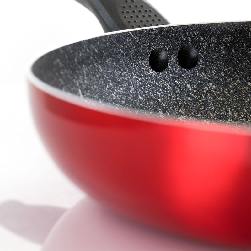 Oster Merrion 12 Inch Aluminum Frying Pan in Red with Bakelite Handle