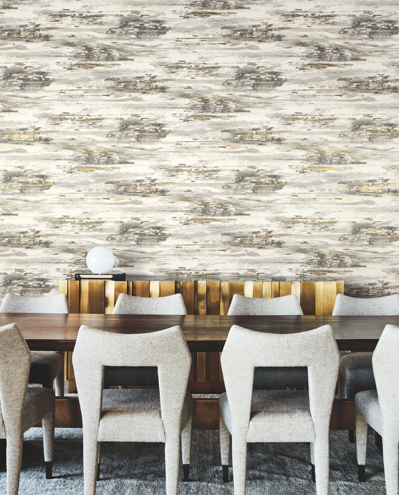 Birch Bark Texture Black & Gold Wallpaper image number 2