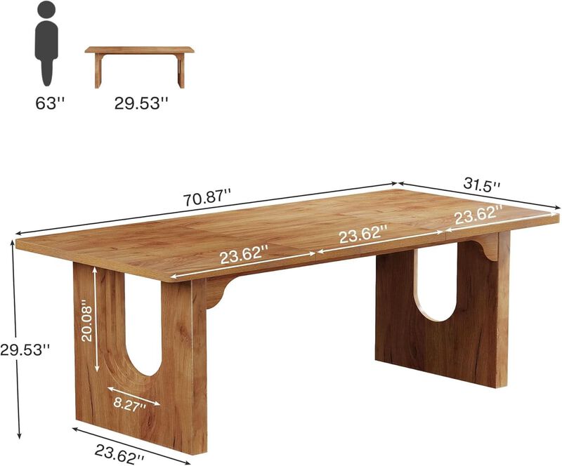 ShipItFurniture 71" Dining Table Rustic Brown Wood Pedestal image number 8