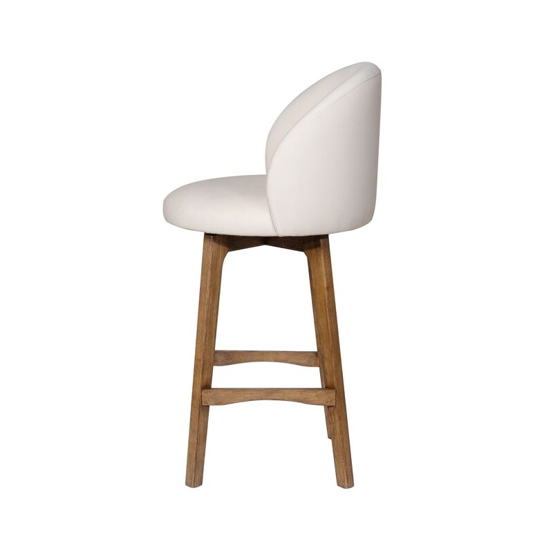 Gery Swivel Barstool Chair, Cream Fabric Seat with Natural Brown Legs image number 3