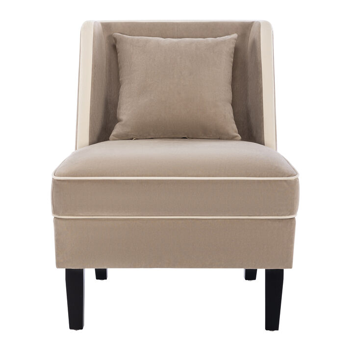 Merax Velvet Upholstered Armchair with Pillow and Thick Padded Cushion