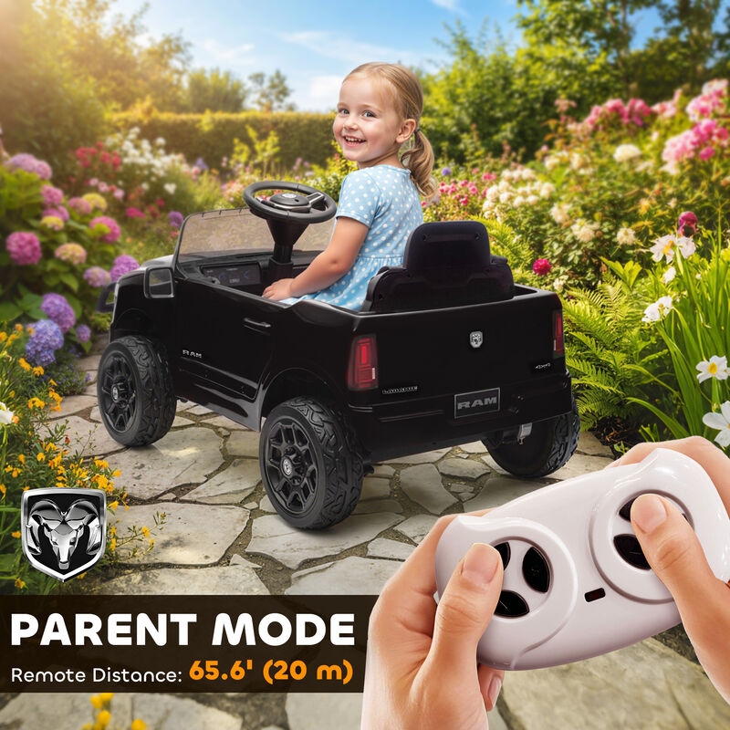 BreeBe 12V Kids Ride on Car, Licensed Dodge RAM 3500 Ride on Toys with Dual Motors, Remote Control image number 4