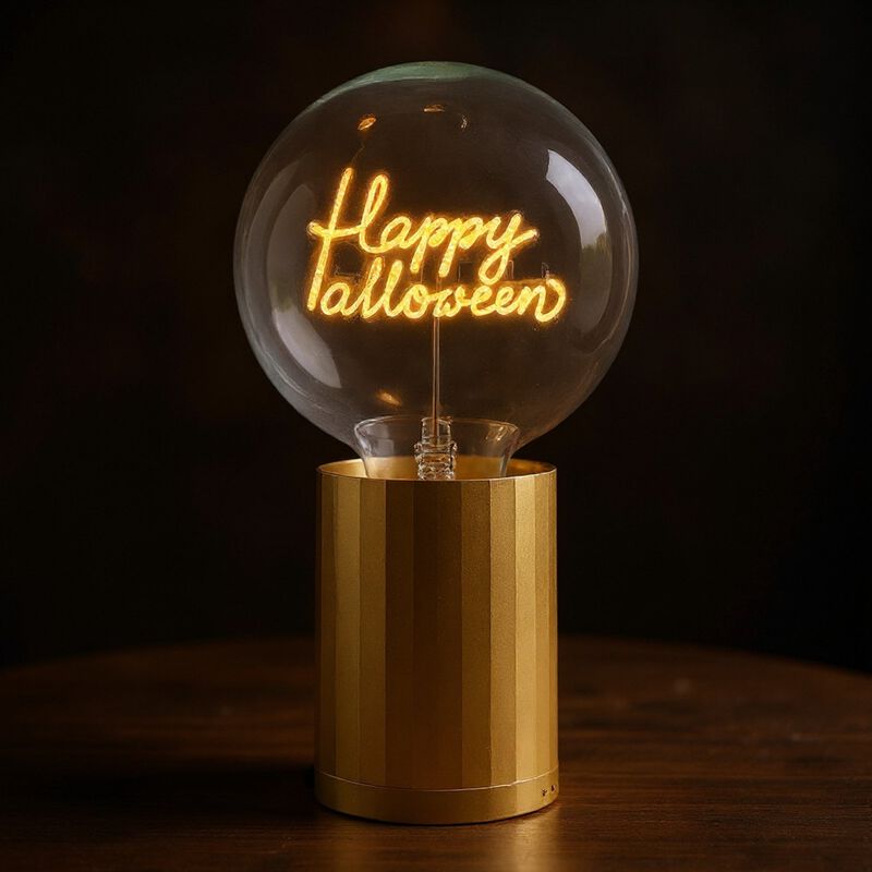 Bulb HAPPY HALLOWEEN Amber with Base Table Lamp PORTABLE Rose Gold image number 2