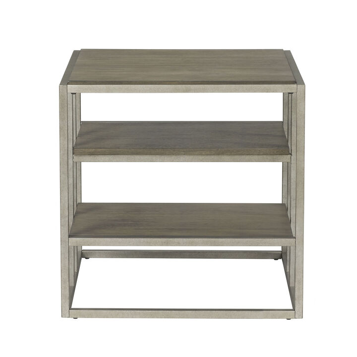 Streamdale Metal Frame Wood Living Room End Table with Shelf
