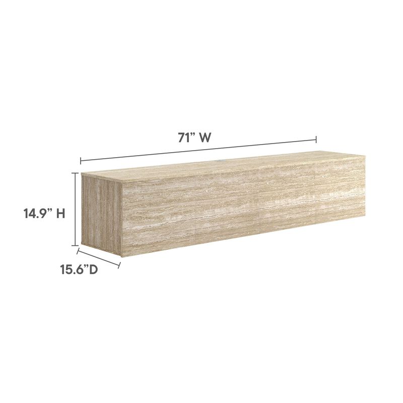 Modway Terra Wall Mounted Floating TV Stand in Travertine image number 2