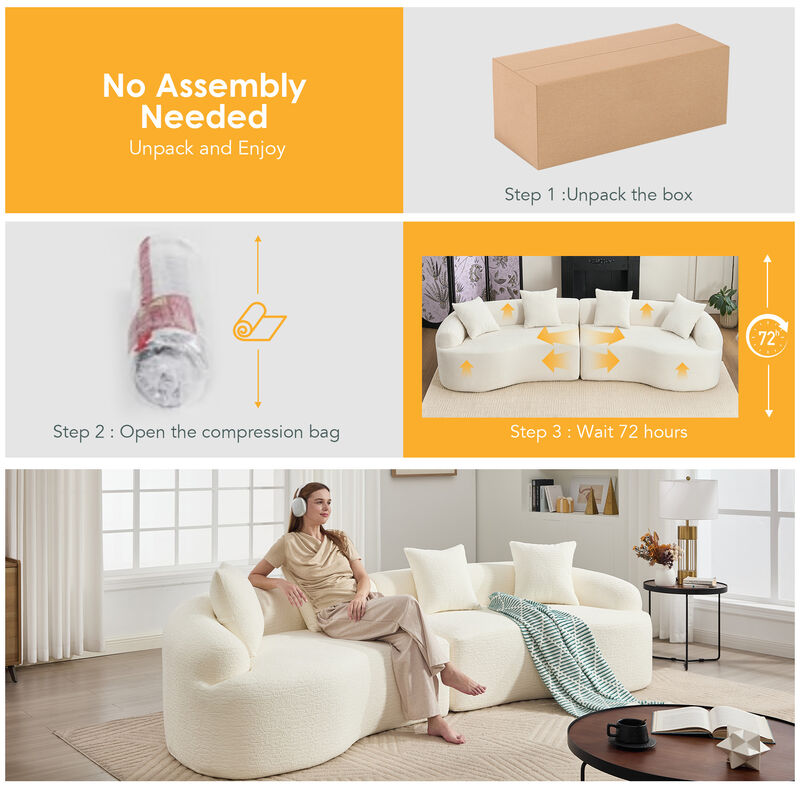 Merax Curved Boneless Sofa Couches Sleeper for Living Room