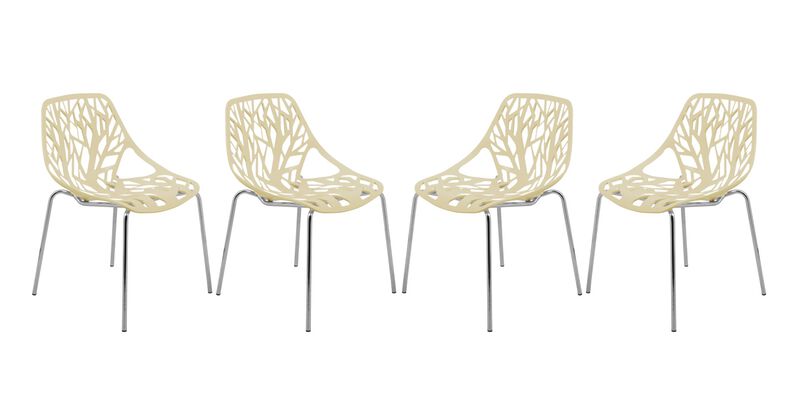 LeisureMod Asbury Dining Stackable Chair in Polypropylene Seat and Chrome Legs Set of 4 image number 0
