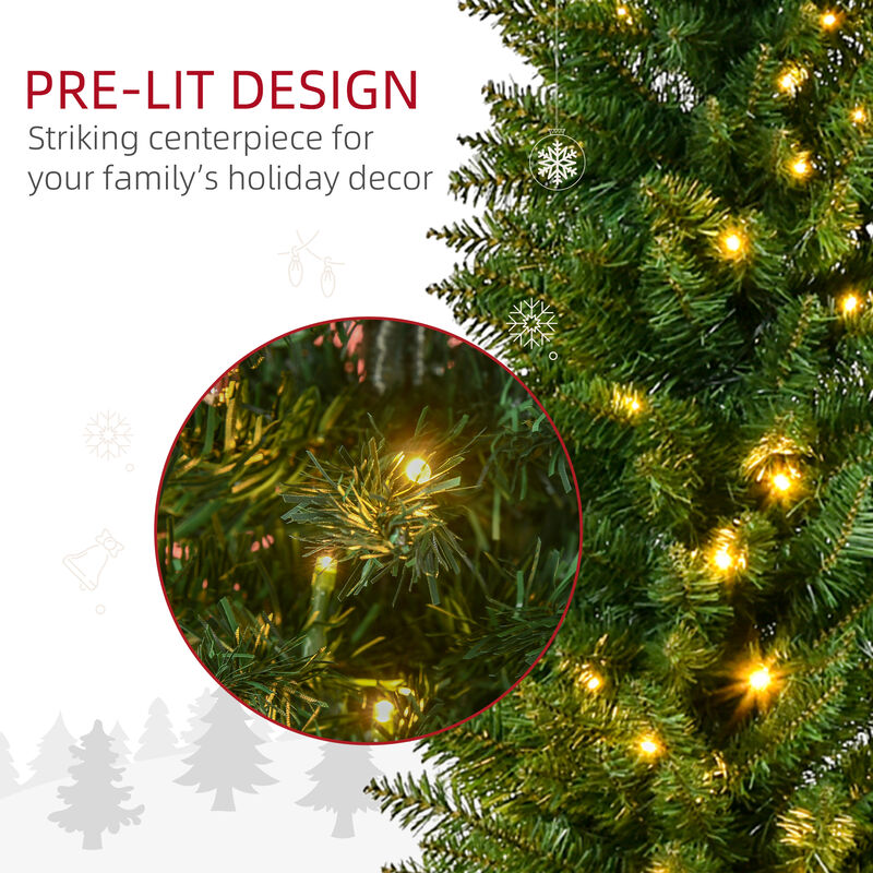 BreeBe 6' Pre-Lit Slim Noble Fir Artificial Christmas Tree with 200 LED Lights image number 4