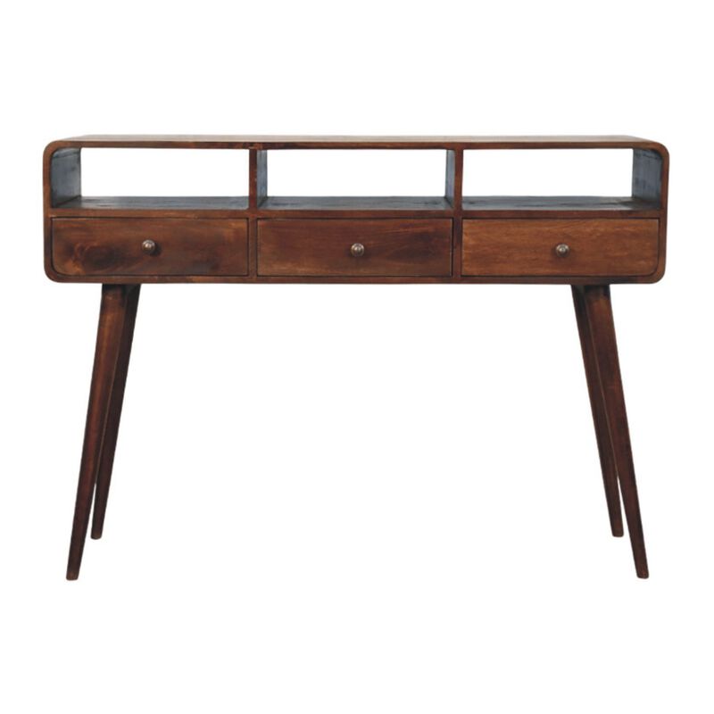 Artisan Furniture Solid Wood 3 Drawer And 3 Open Shelf Console Table, Brown image number 0