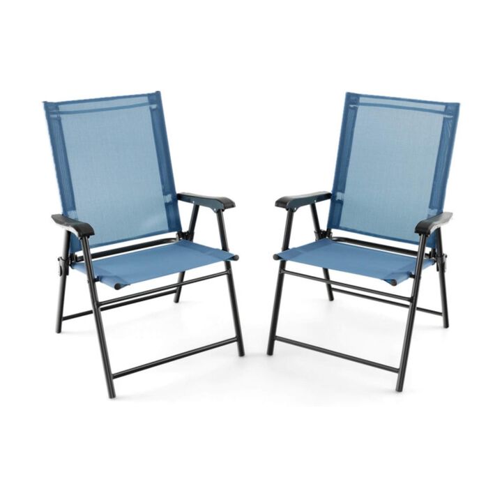 Hivvago 2 Set of Patio Dining Chair with Armrests and Metal Frame