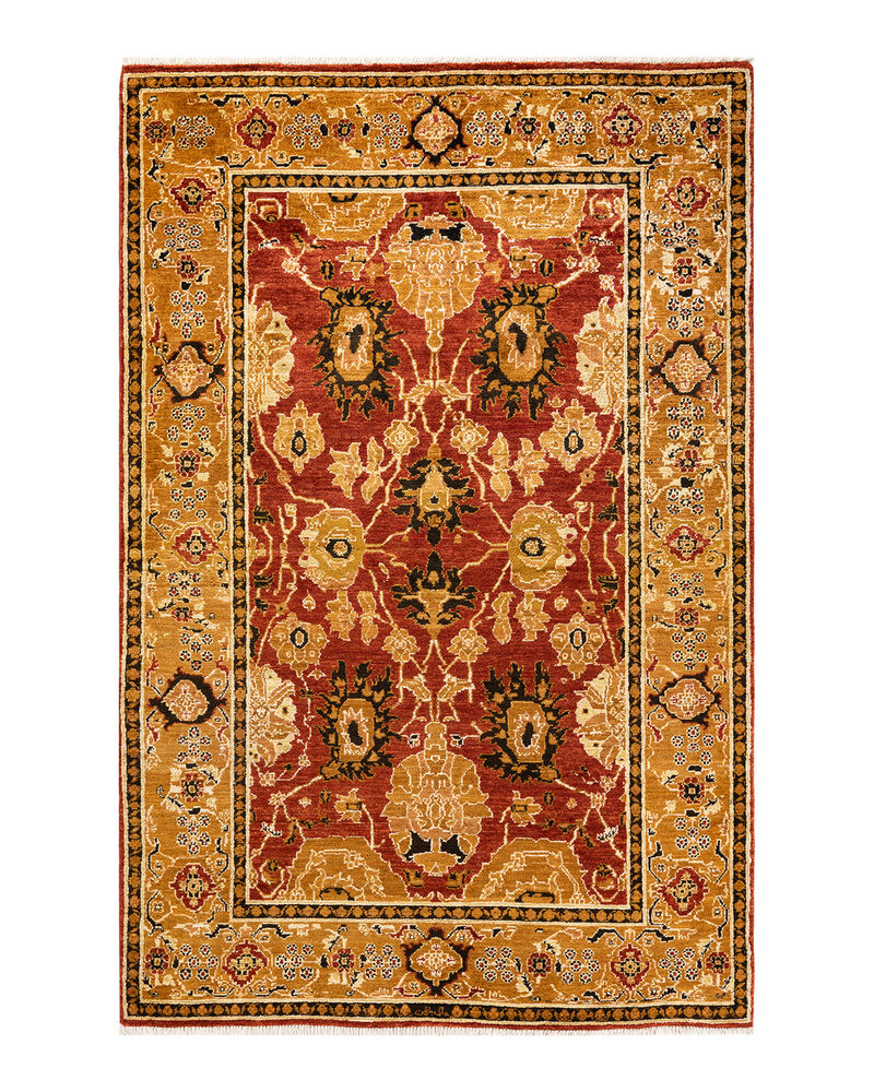Eclectic, One-of-a-Kind Hand-Knotted Area Rug  - Orange, 5' 2" x 7' 9" image number 1