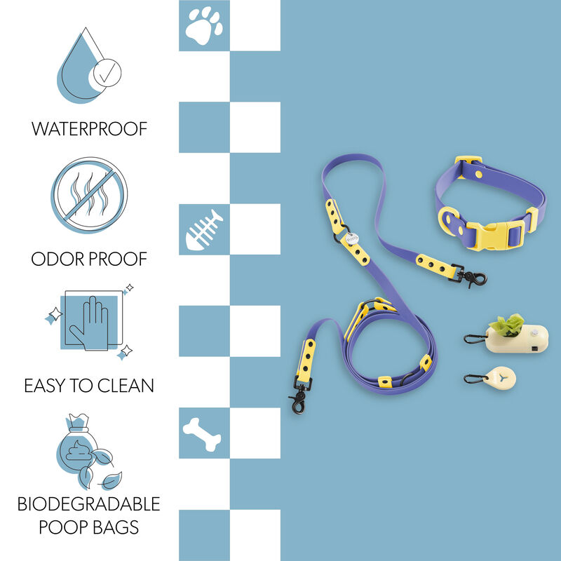 Luna  Adjustable 6-in-1 Waterproof Hands-Free Leash and Collar with LED Flashlight