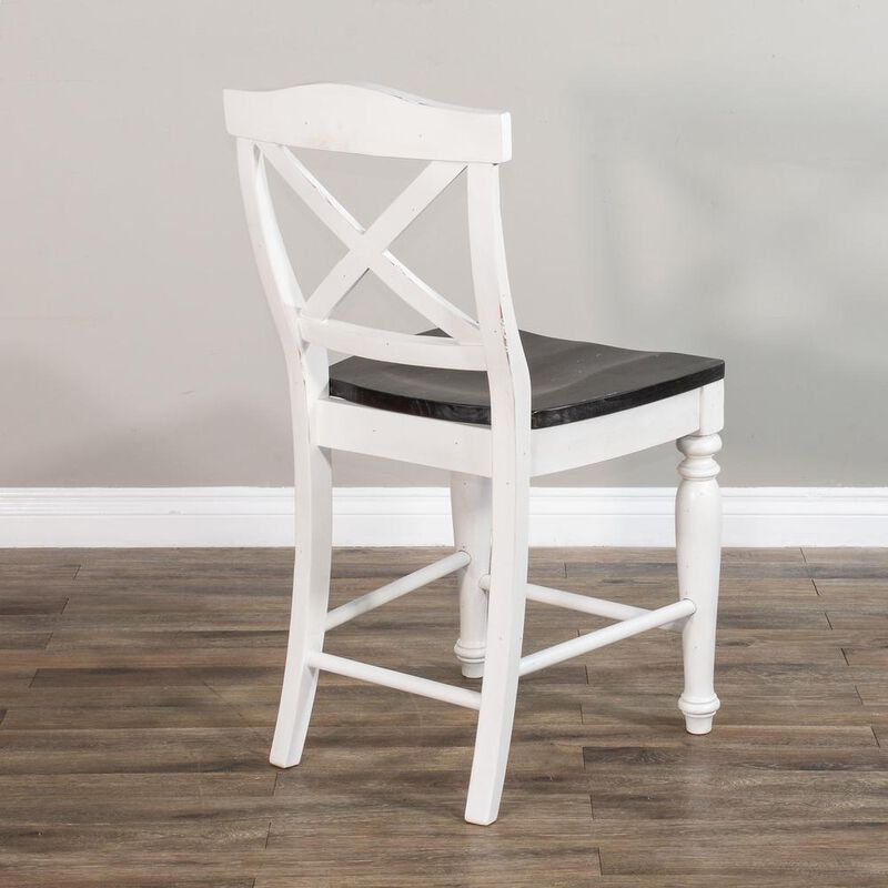 Sunny Designs Counter Carriage House Crossback Chair, Wood Seat