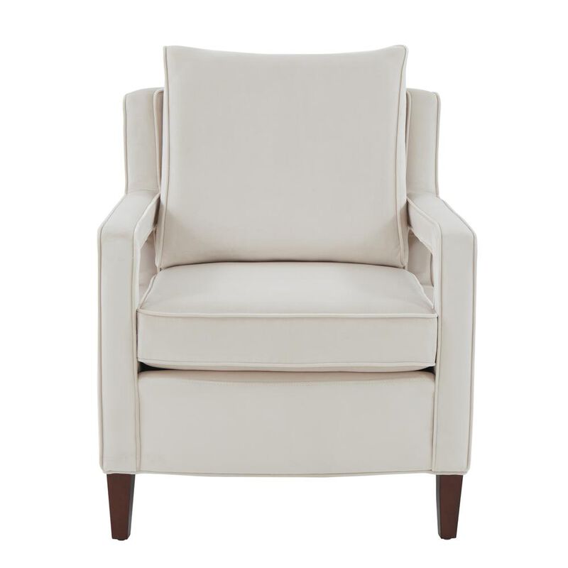 Comfort Pointe Questa Sea Oat Velvet Accent Arm Chair