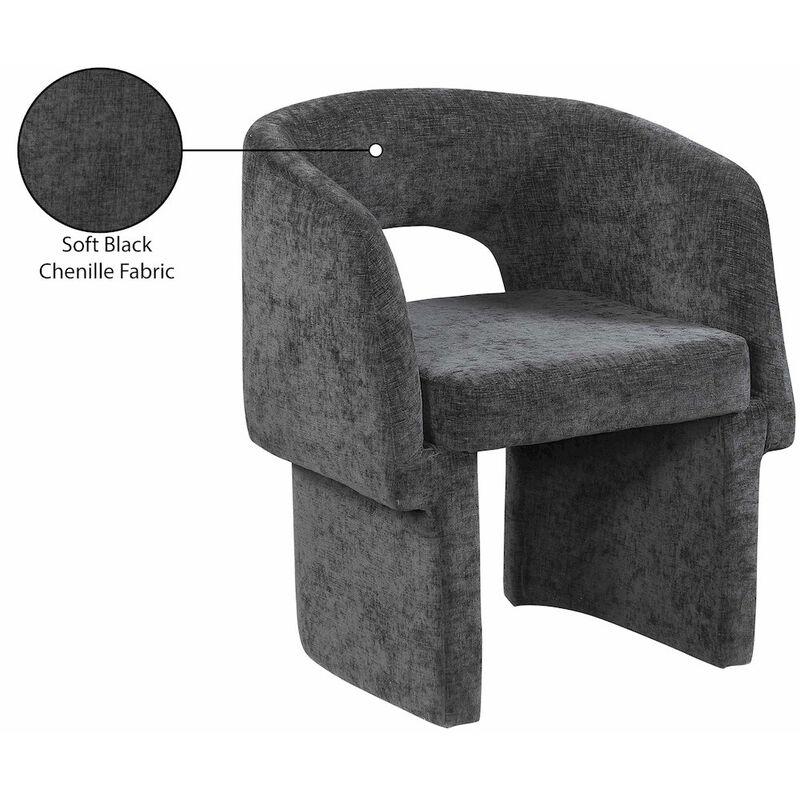 Meridian Furniture Emmet Black Chenille Fabric Dining Chair / Accent Chair