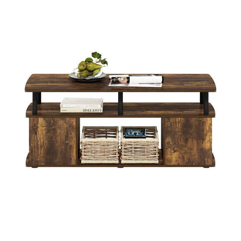 Furinno JAYA Utility Design Coffee Table, Amber Pine/Black