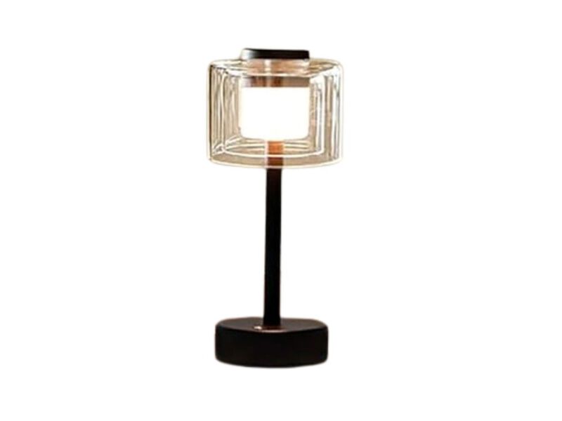Rechargeable Dimmable Touch Control Industrial Glass Nightstand Lamp 11 Inch image number 0