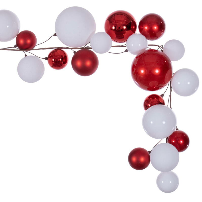 Vickerman Red and White Semicircular Garland, 6 ft, Plastic image number 2