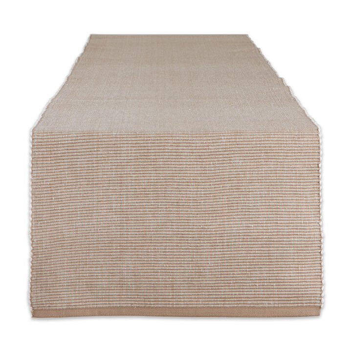 13" x 72" Tortilla Brown and White Rectangular Home Essentials 2-Tone Ribbed Table Runner