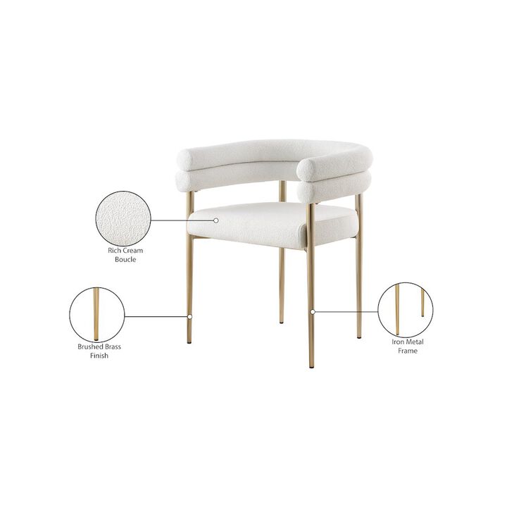 Meridian Furniture Brielle Cream Boucle Fabric Dining Chair, Set of 2