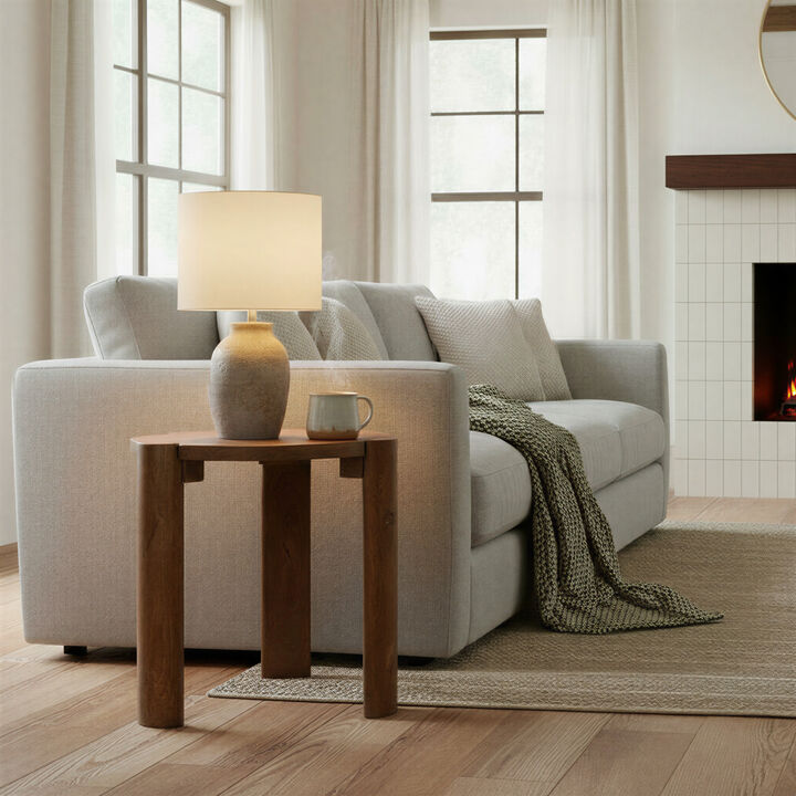 Round Mango Wood Side Table