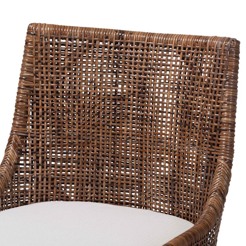 bali & pari Bella Swivel Rattan Bar Stool with Cushion - Handwoven Wicker Bar Chair with Backrest and Footrest, Coffee Bean image number 4