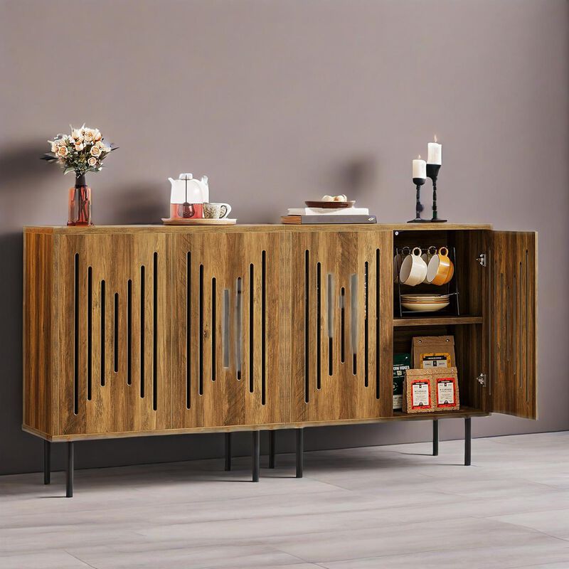 Wooden Kitchen Storage Buffet Cabinet with Adjustable Shelves image number 3