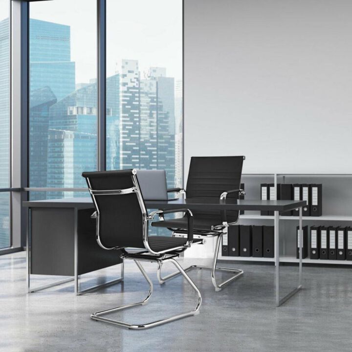 Hivvago Set of 2 Heavy Duty Conference Chair with PU Leather