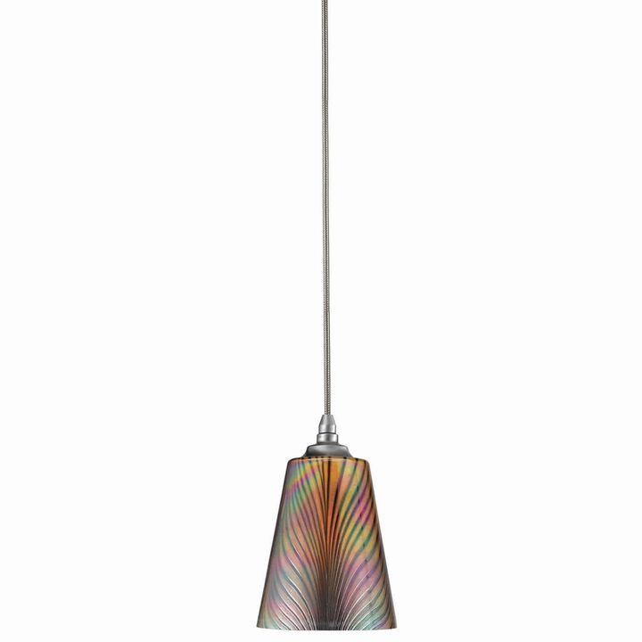 Tapered Design Glass Shade Pendant Lighting with Canopy, Multicolor - Benzara