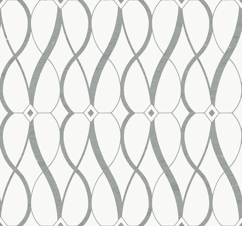 Graceful Geo White & Silver Wallpaper